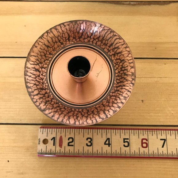 Fantasy Copper Candle Holder with Wax Catcher Vintage Made in Canada Candlestick - Picture 5 of 6